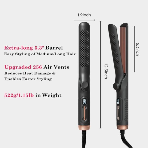 61UdzqaG6nL._AC_SL1500_.jpg Hair Straightener and Curler 2-in-1, 360° Airflow Styler Curling Iron, 1.25 Inch Curling Wand, 20 Million Negative Ion Hair Care, 5 Temps & Auto Off, Dual Voltage (Black)