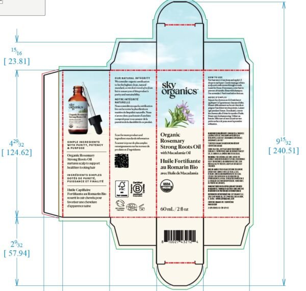 Sky Organics - Organic Rosemary Oil with Strong Roots - Hair Growth Serum with Macadamia, Jojoba & Essential Oils for Scalp - Natural Beauty and Hair Care - 2 fl oz