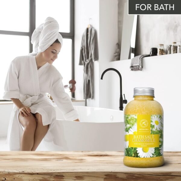 Bath Sea Salt Chamomile 21.16 Oz (600g) - Bath Salts with Natural Chamomile Extract for Bath Soak - Relaxing Bath - Body Care - Muscle Relaxation - Aromatherapy Bath Salts - Herb Bath Salt