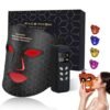 Red Light Therapy for Face Mask Nir Infrared Face Masks, Red and Blue Light Therapy for Face, 3000mAh Rechargeable Remote Facial Skin Care Mask, Professional Home Skincare (Black)