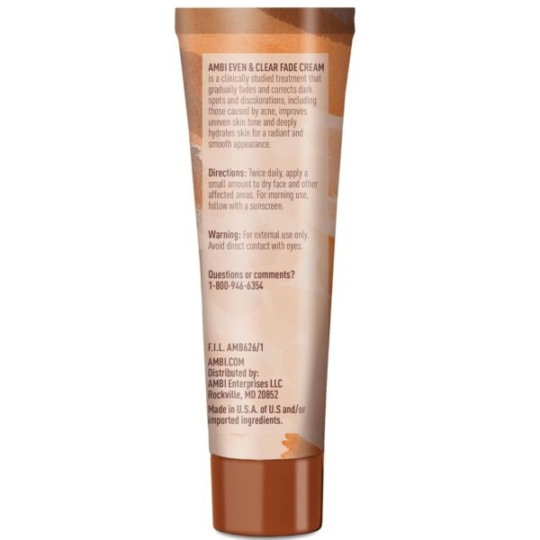 61V64MJsVLL._SL1500_.jpg Ambi Even & Clear Fade Cream, Hydroquinone-free, Hyperpigmentation Treatment, Dark Spot Corrector, Results In As Little As 4 Weeks, Niacinamide, Aloe Vera, Vitamin C, 1 Fl Oz