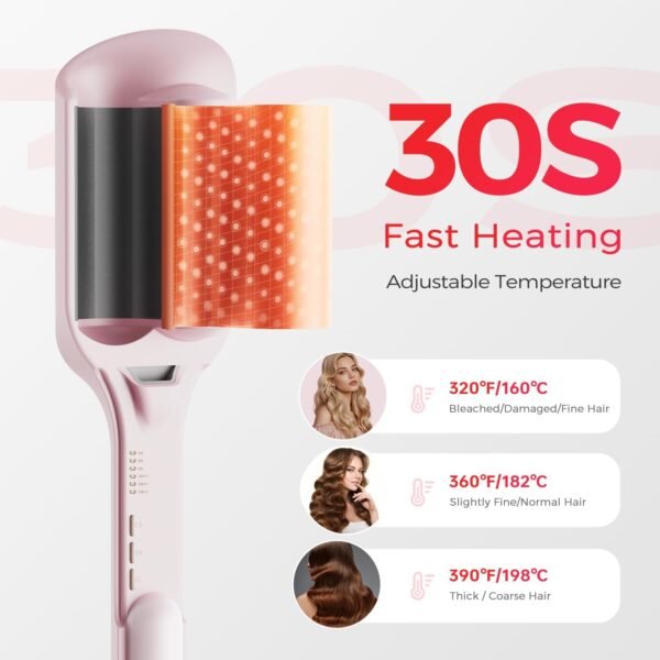 61VFAkirXvL._AC_SL1500_.jpg Waver Curling Iron LENA S12 Beach Waver Curling Wand, Hair Tool with 2 Barrels, Anti-Scald Protection, Adjustable Time & Temps, Dual Voltage, Titanium Coating for Effortless, Long-Lasting Waves