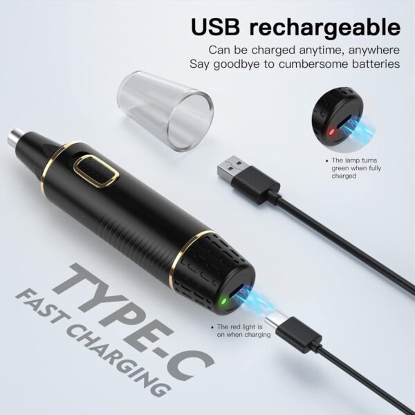 Nose Hair Trimmer for Men, 2025 Painless USB Rechargeable Nose Hair Trimmer, Ear and Nose Hair Trimmer for Men, Professional Facial Hair Trimmer with IPX7 Waterproof Dual Edge Blades