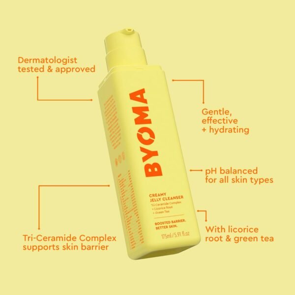 BYOMA Creamy Jelly Cleanser - Hydrating Facial Cleanser for Skin Barrier Repair -Tri-Ceramide Face Wash for Sensitive Skin & All Skin Types - Gently Removes Makeup & Excess Oil - 5.91 fl oz