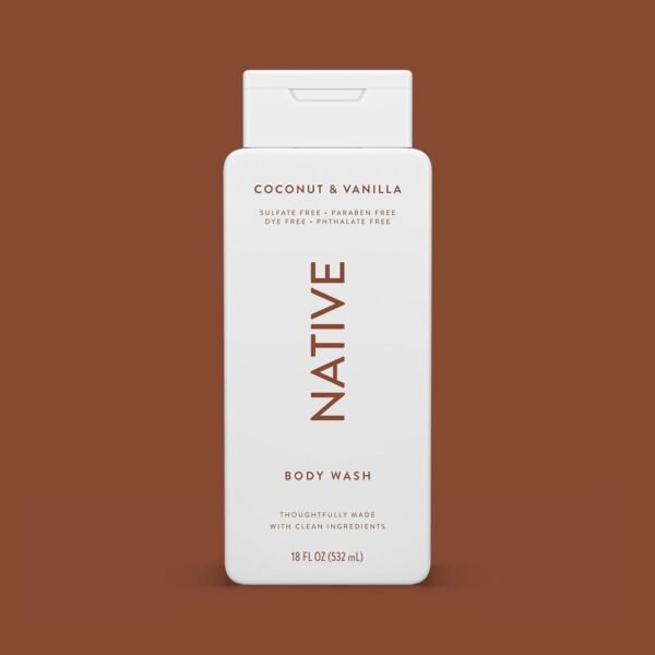 Native Body Wash Contains Naturally Derived Ingredients | For Women & Men, Sulfate, Paraben, & Dye Free Leaving Skin Soft and Hydrated | Coconut & Vanilla 18 oz - 2 Pk