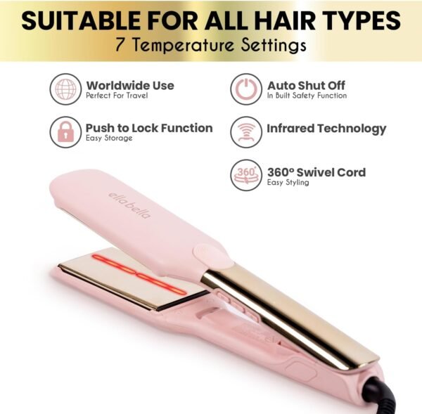 61VergoNoFL._AC_SL1500_.jpg ELLA BELLA® Titanium Flat Iron Hair Straightener (with Infrared) • Professional Straightening Iron • Digital Display to Accurately Control Temperature • As Featured in Good Housekeeping