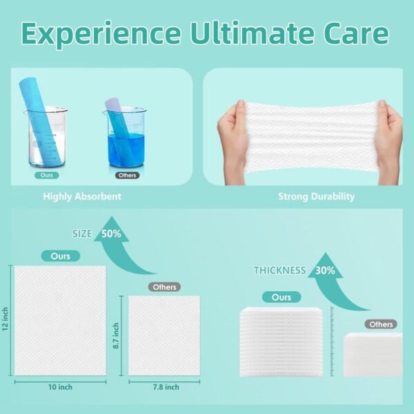 Face Towels, 10"×12" Disposable Face Towel, Face Towelettes XL, Ultra Soft Makeup Remover Dry Wipes, Thick Face Towel for Sensitive Skin, 50 Count (1 Pack)