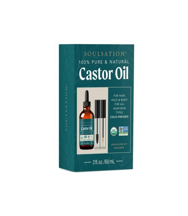 61WNhX5ZMpL._SL1500_.jpg Organic Castor Oil for Eyelashes, Hair & Skin (2oz with Eyelash Kit) | 100% Pure, Natural Cold Pressed