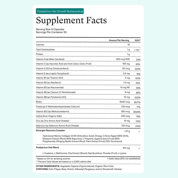 Nutrafol Postpartum Hair Growth Supplements and Hair Serum, Clinically Tested for Visible Thickness and Strength - 1 Month Supply, 1.7 Fl Oz Bottle