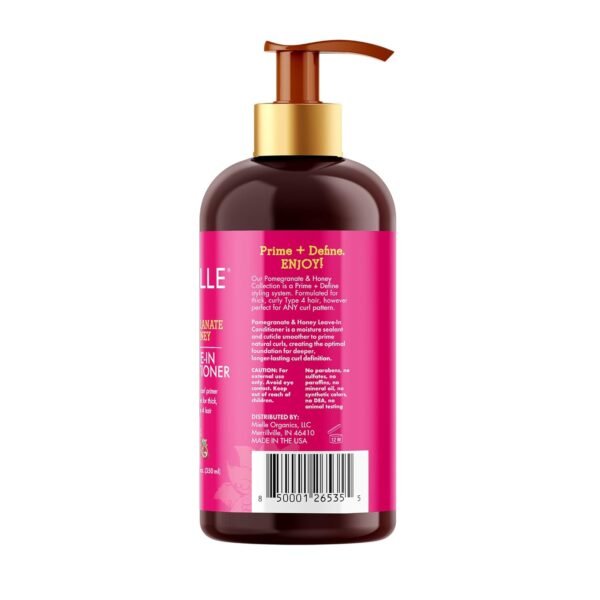 Mielle Organics Pomegranate & Honey Leave-In Conditioner, Moisturizing Curl Primer and Detangler, Repair Damage and Prevent Frizz, Treatment For Thick Curly Hair Type 4 Hair (12 Fl OZ)