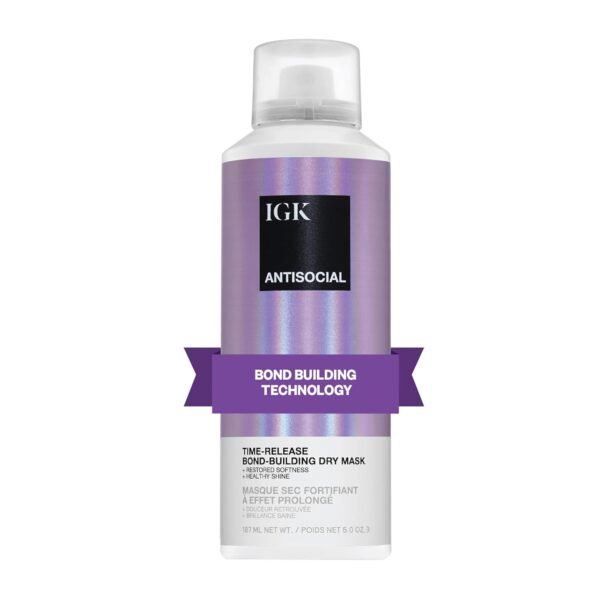 IGK Antisocial Overnight Bond-Building Dry Hair Mask | No-Rinse Leave-In Treatment for Damaged Hair | Strengthens, Smooths & Softens | Vegan, Sulfate-Free, Color-Safe