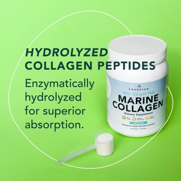 61Ww9KqnIhL._AC_SL1500_.jpg AMANDEAN Marine Collagen Peptides Powder. 500g Wild-Caught Hydrolyzed Fish Collagen Supplement. Type 1 & 3 Collagen Protein. 18 Amino Acids for Skin, Hair, Nails.
