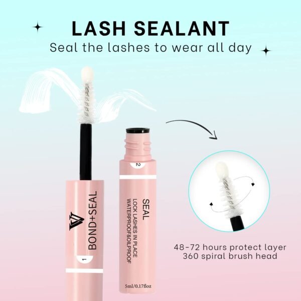 61Xzq1oakL._SL1500_.jpg VAVALASH Lash Bond and Seal Cluster Lash Glue Individual Lashes Glue for DIY Lash Extensions Long Retention Strong Hold 48-72 Hours Waterproof Lash Bond for Lash Clusters(5ml+5ml)