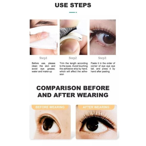 61XJD3RjBzL._SL1500_.jpg 40 Pieces Fake Lashes No Glue Apply False Lashes Eyelash Self Adhesive Lash Strips for Fake Eyelashes Extension Supplies Suitable for All Strip