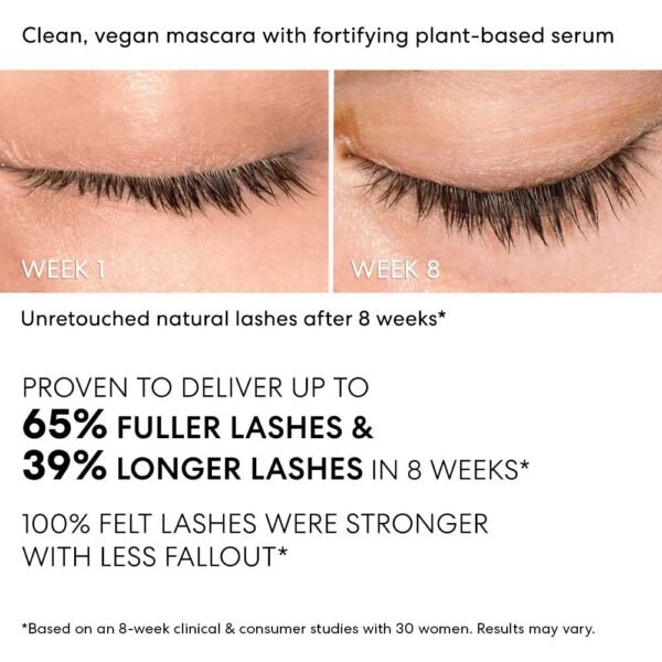 bareMinerals Strength & Length Serum-Infused Black Mascara with Plant-Based Lash Serum, Lengthens, Lifts + Defines Lashes for Healthier Lashes, Vegan