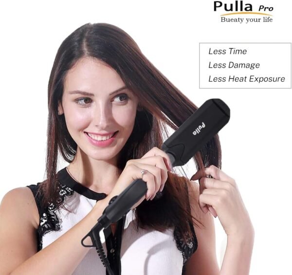 61XeohUyLtL._AC_SL1035_.jpg Pulla Hair Straightener and Crimper - 4 in 1 Tourmaline Ceramic Flat and Curling Iron for Hair Styling with Adjustable Temperature - Salon High Heat 320°F - 430°F for All Hair Types