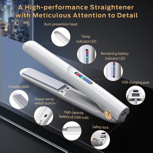 61YDmdiPGL._AC_SL1001_.jpg Cordless Hair Straightener and Curler 2 in 1 Ceramic Flat Iron Mini Wireless Portable Travel Hot Tools Straight Curl for Women Men USB Rechargeable with Pouch (White)