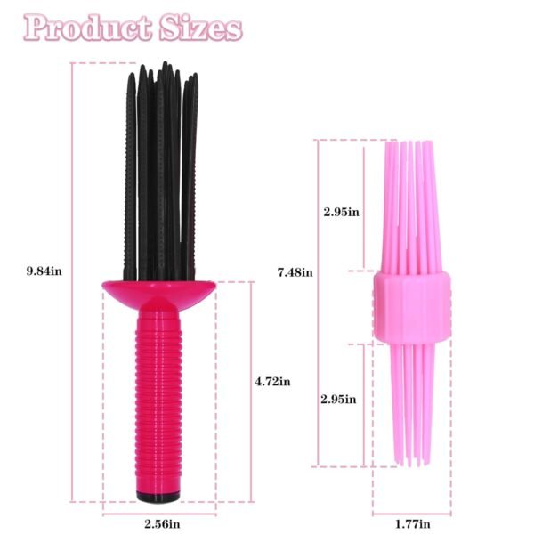 2PCS Curling Roll Comb, Curling Roll Comb for Curly Hair, 3 Different Sizes of Styler for Curly Hair, Hair Curling Roll Comb
