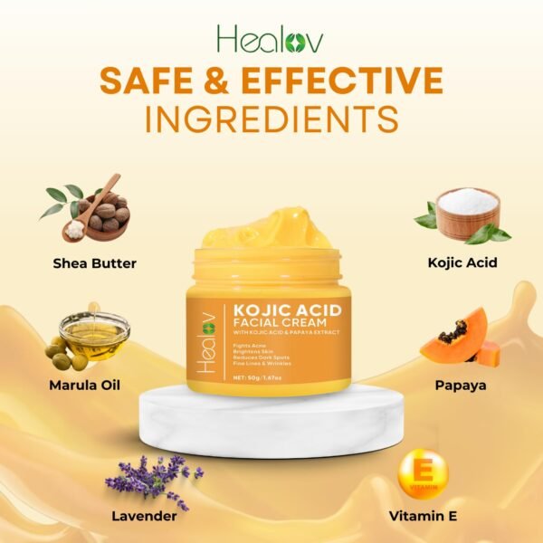 Kojic Acid Cream – Skin Brightening Cream for Age Spots, Hyperpigmentation, Intimate Areas – Dark Spot Remover, Reduces Acne, Scars, and Evens Tone – Kojic Acid Lotion for Brighter, Glowing Look
