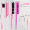 61ZB7lBbIFL._SL1001_.jpg Hair Styling Tool Set: Combs, Triple Teasing Brush, Edge Brush, Rat Tail Combs, Braid Loop with Clips for Women, Girls, Kids and Stylists