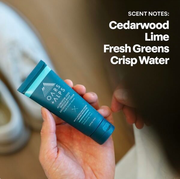 Oars + Alps Whole Body Deodorant Cream For Men - Multi-Action Odor Defense - Aluminum Free, Baking Soda Free, Anti-Chafe - 2.5 Ounce Tube - Fresh Ocean Splash