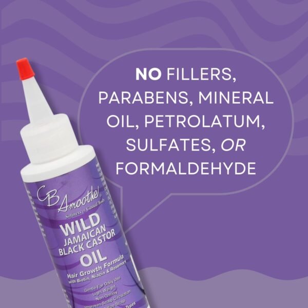 CB Smoothe Wild Jamaican Black Castor Oil - Hair Growth Formula with Biotin, Niacin & Rosemary - Promotes Scalp Circulation & Natural Growth - Lightweight, Non Greasy Formula - 4oz Bottle