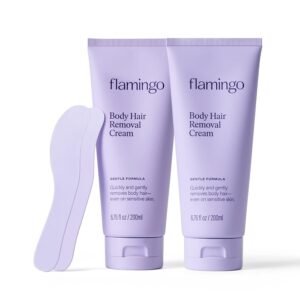 Flamingo Body Hair Removal Cream with Spatula Applicator, Gentle Formula, Safe for Sensitive Skin, 6.76 fl oz, Pack of 2