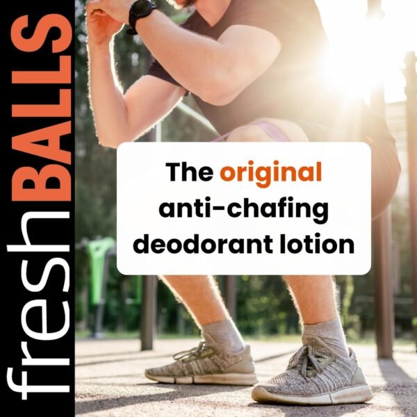 FRESH BALLS Lotion | Anti-Chafing Comfort Men's Soothing Cream to Powder Ball Deodorant and Hygiene for Groin Area, 3.4 fl oz (Pack of 2)
