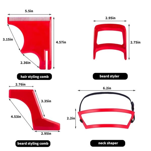 61anaL7PLWL._SL1500_.jpg Beard Hairline Shaping Tool Kit for Men, Beard Shaping Tool Kit Beard Styling Cutting Hairline Grooming Red Plastic Beard Template Set