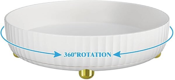 Bathroom Organizers and Storage - 360° Rotating Storage Tray, Lazy Susan Organizer, Cosmetics and Perfume Organizer, Desktop Storage Tray for Cosmetics and Skincare Products, White
