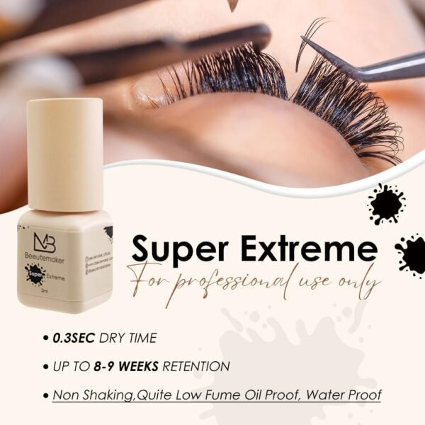61b7CCOVTL._SL1000_.jpg Super Strong Eyelash Extension Glue- 5ml/0.3s Drying Time/7-8 Weeks Retention/Waterproof Black Lash Glue/Professional Eyelash Adhesive for Individual Lash Extensions