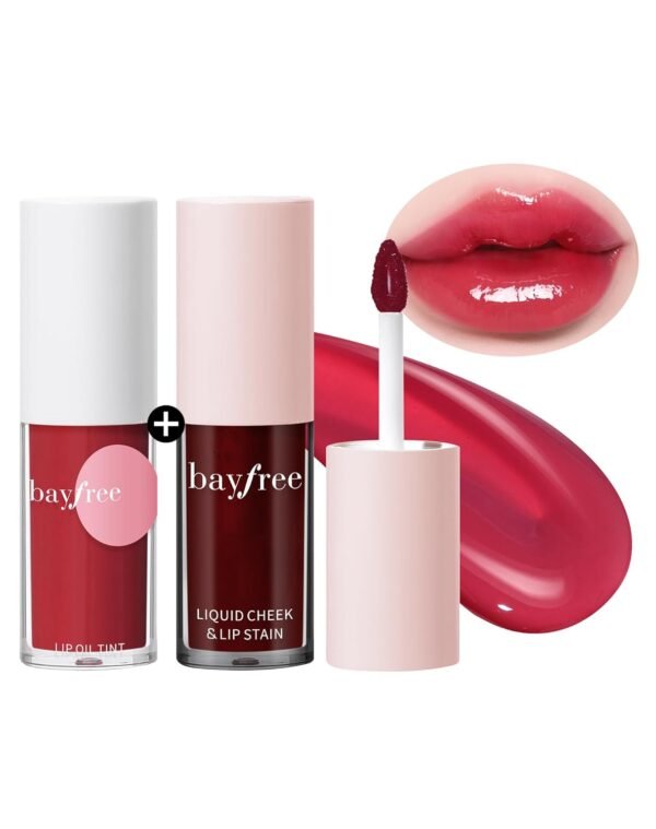 61b9isMjB9L._SL1500_.jpg Tinted Lip Oil & Lip Stain Set, Korean Makeup, Smudge-Proof,Long-Wearing, 2-in-1 Cheek and Lip Tint with Moisturizing, High-Shine, Lightweight & Non-Sticky for Dry Lips, Cruelty-Free & Vegan