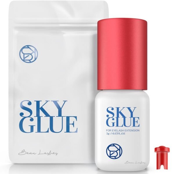 Sky Glue for Eyelash Extensions S+ | Super Strong Lash Extension Glue | Professional Black Adhesive for Long Lasting Semi Permanent Individual Lash Extensions | Fast Drying / 7+ Week Retention 5ml