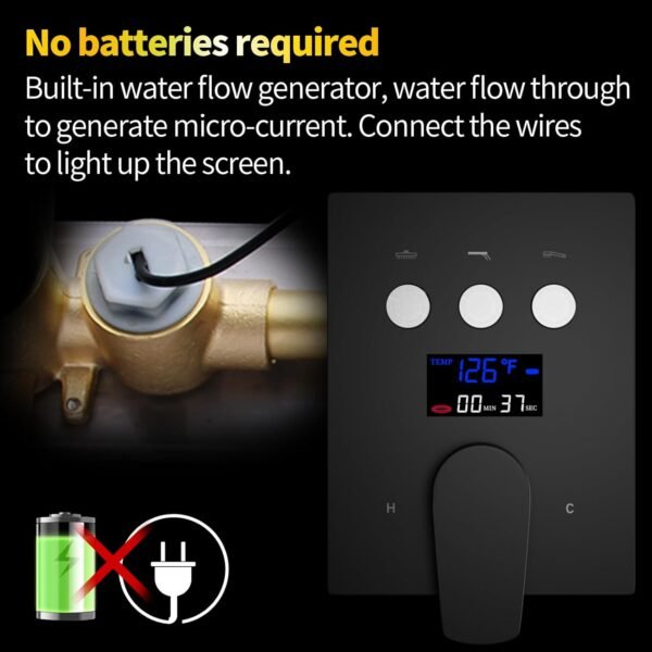 AYIVG Matte Black Dual Shower Heads System with 12 And 8 Inch Rainfall and 2 in 1 Handheld Spray Wand Adjustable Slide Bar Ceiling Mount Shower Faucet Temperature Display Button Shower Set