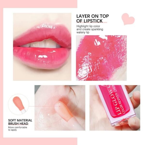 61bN4ZVp3RL._SL1000_.jpg Hydrating Lip Glow Oil, Lip Oil Gloss Transparent Toot Tinted Nourishing Long Lasting Repairing Lightening Lip Lines (CHERRY) 0.2 OZ