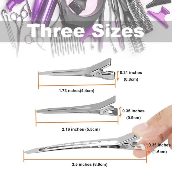 61bPxpoSjpS._SL1000_.jpg 60Pcs Metal Styling Duck Billed Hair Clips, Silver Alligator Roller Clips for Women's Long Hair Styling Sectioning and Pin Curls, Bow DIY, with Case