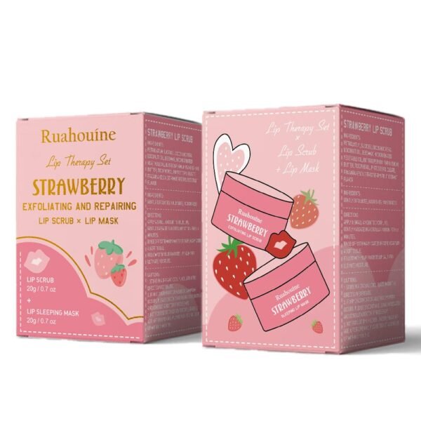 61bjb5BTYZL._SL1000_.jpg Strawberry Lip Scrub And Mask Set, Sugar Exfoliator Lip Scrub For Dark Lips To Lighten, Lip Care Kit, Sleeping Lip Mask, 1.4 oz / 2-piece