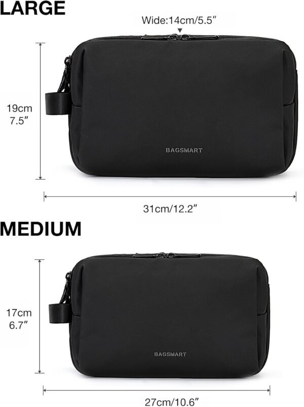 61cM6B6O9L._AC_SL1500_.jpg BAGSMART Toiletry Bag for Men, Travel Toiletry Organizer Dopp Kit Water-resistant Shaving Bag for Toiletries Accessories, Door Room Essentials, Black-medium