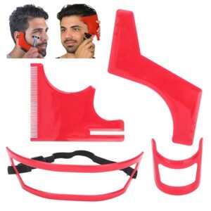 61cAYzms8TL._SL1500_.jpg Beard Hairline Shaping Tool Kit for Men, Beard Shaping Tool Kit Beard Styling Cutting Hairline Grooming Red Plastic Beard Template Set