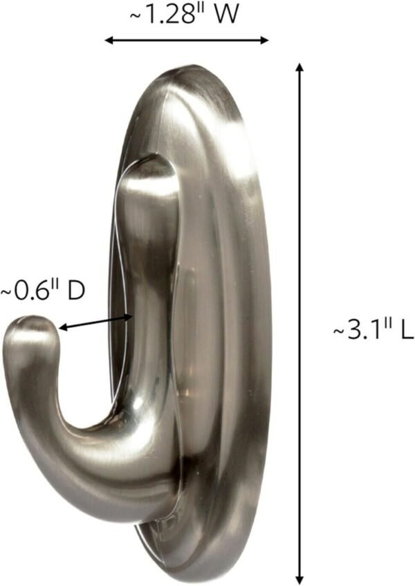 Command Medium Bath Hooks, Holds up to 3 lb, 2 Shower Hooks, 4 Water Resistant Strips, Brushed Nickel Colored, Damage Free Bathroom Organization for Robes, Towels, or Loofahs