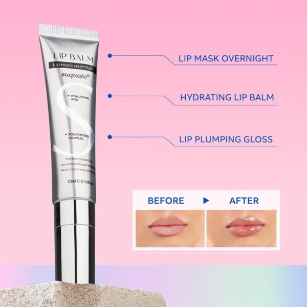 61csE8mVFkL._SL1500_.jpg Peptide Lip Treatment Butter Balm: Mini Plumping Gloss Set for Dry Care, With Hyaluronic Acid and Mask Overnight for Glowy Skin, Travel Size Night Hydrating Balm