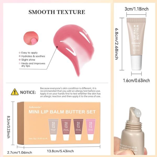 61d-3s2R07L._SL1500_.jpg 4Pcs Hydrating Lip Gloss Set, Mini Lip Butter Balm Pack, High Shine Glass Finish Lip Moisturizing Plumping Lip Gloss Shiny Jelly Liquid Lipstick for Women