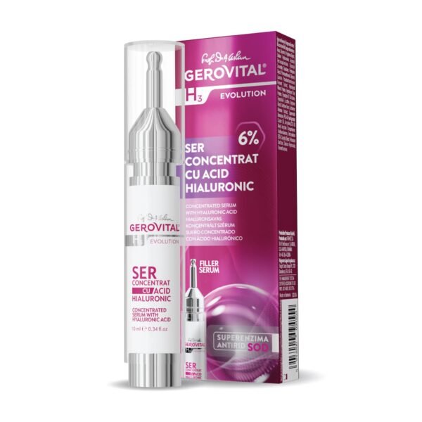 GEROVITAL EVOLUTION Hyaluronic Acid Concentrated Serum with Superoxide Dismutase SOD (The Anti-Aging Super Enzyme), Moisturizer, Anti-Wrinkle, Improves Skin Elasticity and Firmness, 10 ml