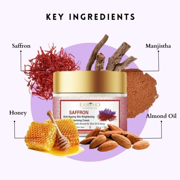 Ayurvedic Saffron Anti Ageing Brightening Moisturising Cream with Almond & Honey 50g
