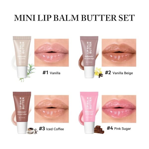 61dXisVkKL._SL1500_.jpg 4Pcs Hydrating Lip Gloss Set, Mini Lip Butter Balm Pack, High Shine Glass Finish Lip Moisturizing Plumping Lip Gloss Shiny Jelly Liquid Lipstick for Women