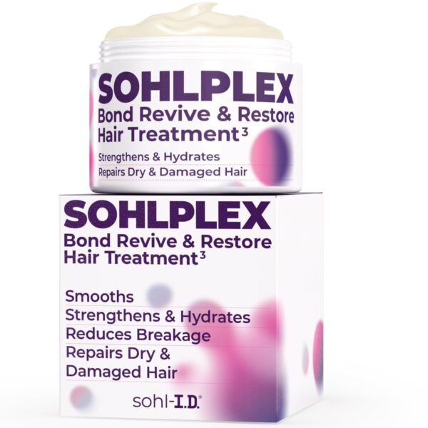 SOHLPLEX Bond Revive & Restore Treatment for Dry Damaged Hair, Deep Conditioning Mask for Frizzy & Damaged Strands. Moisturizes & Strengthens. Vitamins B3, B5, B7, C & E.Vegan & Cruelty-Free-6.76 FlOz