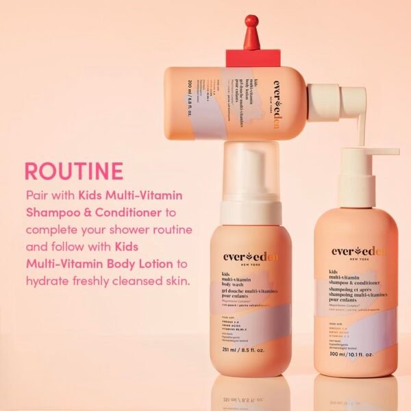 Evereden Multi-Vitamin Kids Body Wash Cool Peach: Gentle Body Wash Sensitive Skin Nourishment & Hydration Formula | Clean Non-Toxic for Kids | 8.5 fl oz.