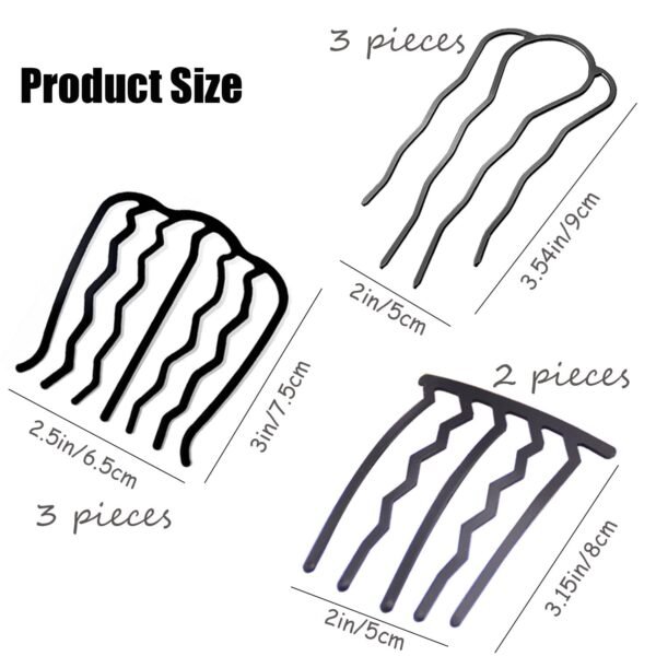 8 Pieces Hair Side Combs, Metal Hair Fork Clip Hair Pins for Buns Hair Updo U-Shape Hair Sticks for Women Hair Styling Tool Accessories