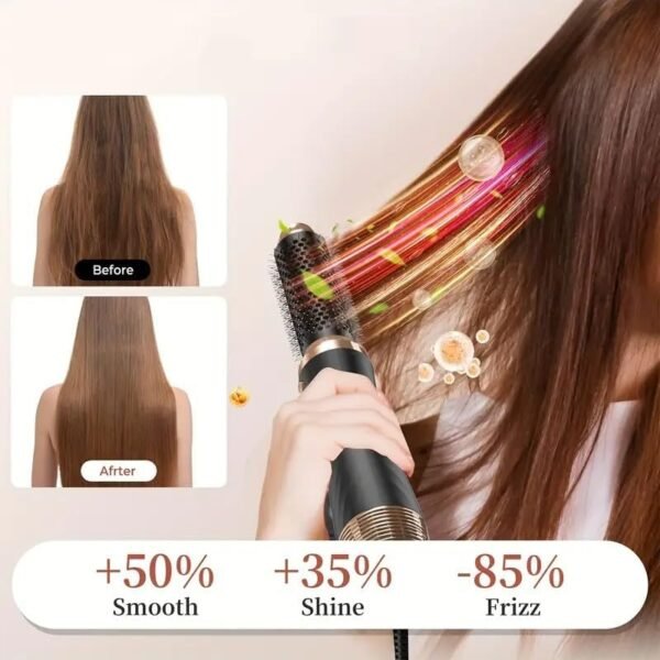 61eaGvDxVAL._AC_.jpg 5 in 1 Blow Dryer Brush, Negative Ion Blow Out Brush Dryer Hair Dryer, Hot Air Styler Set Auto Wrap Curlers & Straightener & Volumizer Pro Kit, Portable Multi Styler Air Curler Hair Tools (Black)