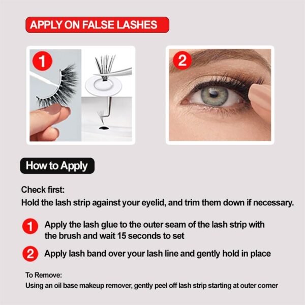 UOG Eyelash Adhesive Glue - Super Strong Hold for Up to 5 Days | Waterproof, Allergy-Free, and Odorless | Brush-On False Lash Extension Glue with All-in-One Formula | No Irritation or Itching (Black)